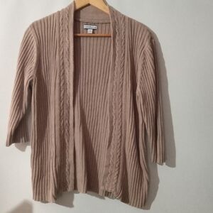 Croft & Barrow Women's Tan Open Front Cardigan Sweater - Size M